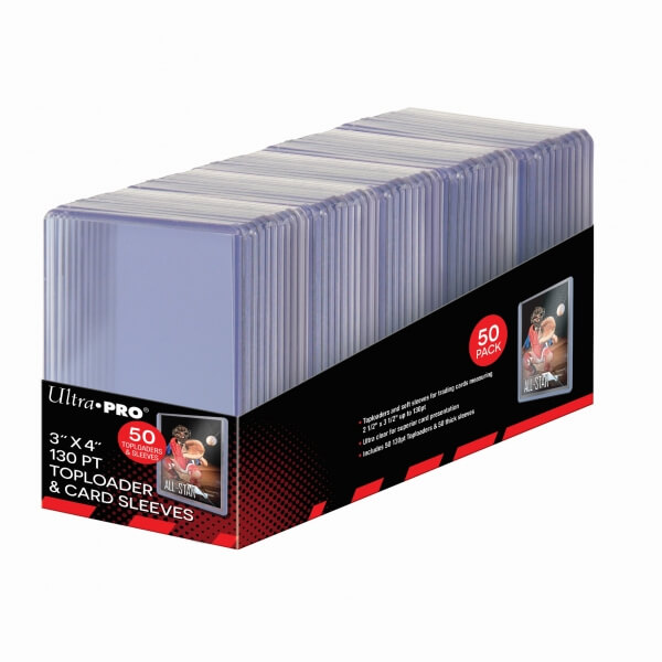 Toploader Ultra Pro 3x4 Super Thick 130PT Toploaders and Card Sleeves - 50 pcs