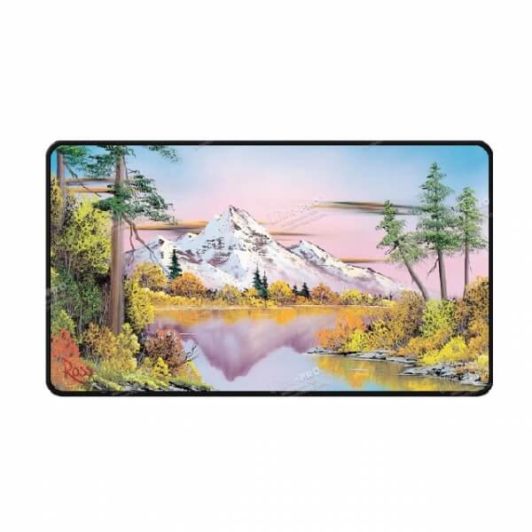 Bob Ross Mighty Mountain Lake Black Stitched Playmat