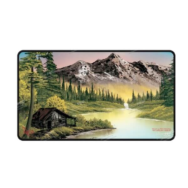 Bob Ross Mountain Retreat Black Stitched Playmat
