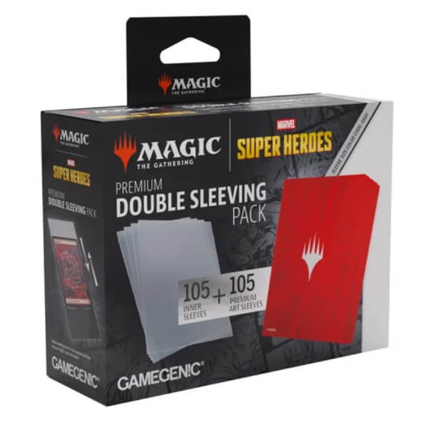 Set of Inner and Outer Card Sleeves MTG Premium Double Sleeving Pack - Marvel Comic Burst Red