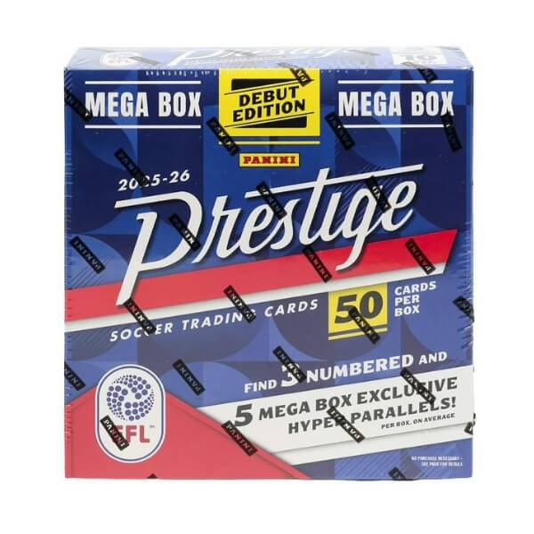 2025-2026 Panini Prestige EFL Soccer International Mega Box - soccer cards