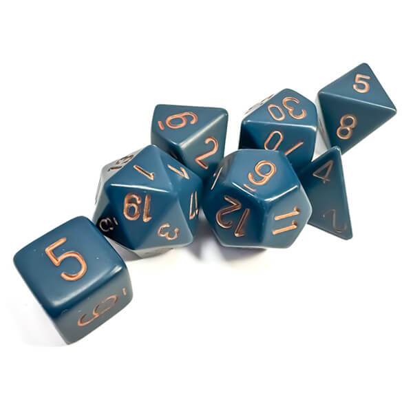 Chessex Opaque Polyhedral 7-Die Set - Dusty Blue/Gold CHX25426