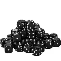 Opaque Black/Whitek 12mm d6 Dice Block (36 dice)