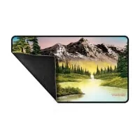 Bob Ross Mountain Retreat Black Stitched Playmat