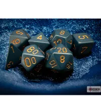 Opaque Dusty Blue/Copper Polyhedral 7-Dice RPG Set