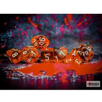 Chessex RPG Dice Set Translucent Orange/white Polyhedral 7-Dice Set