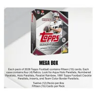 Contents of the 2026 Topps Football Flagship Mega Box NFL
